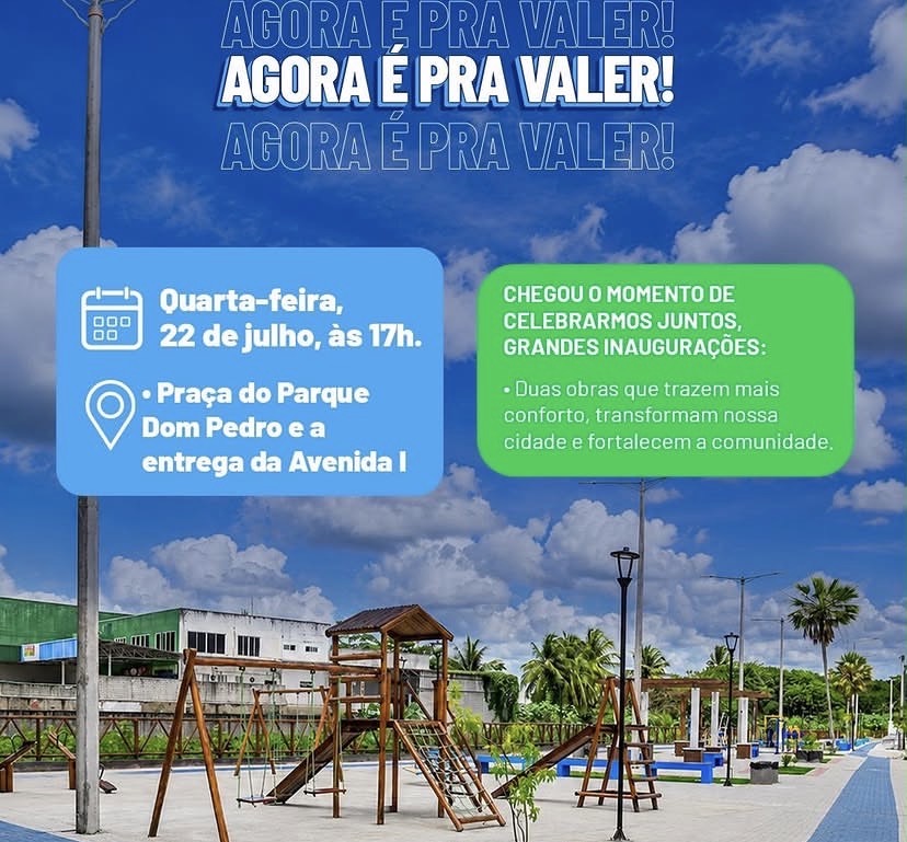 PREFEITO MARQUINHOS TAVARES ANUNCIA INAUGURAÇÃO DA PRAÇA DO PARQUE DOM PEDRO E ENTREGA AGOR DA AVENIDA I ER！